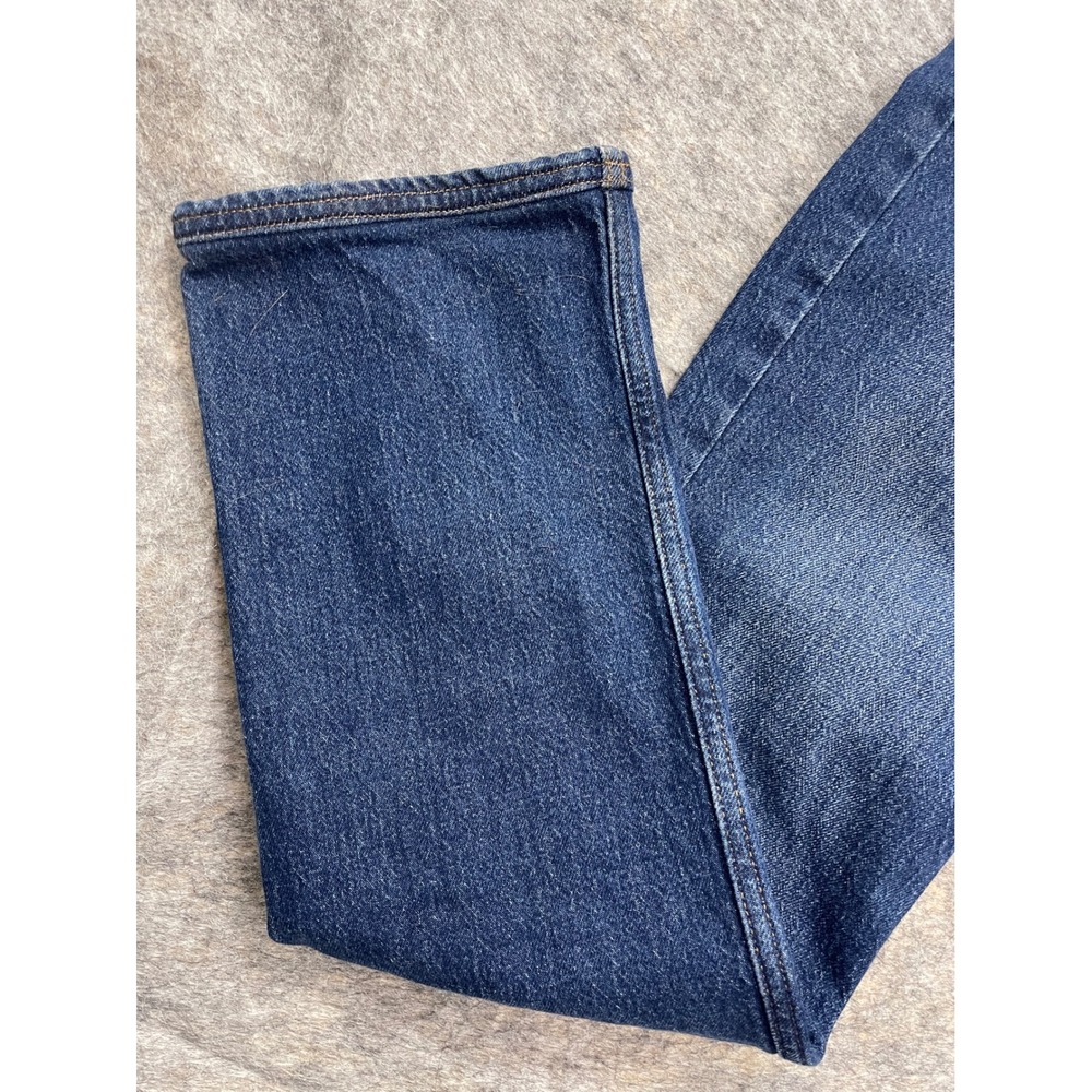 Zara Womens High Waisted Button Fly Straight Leg Patch Pocket Denim Jeans Blue - Picture 11 of 16